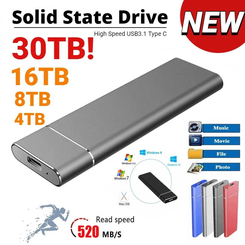 

Высокоскоростной внешний жесткий диск 128 ТБ SSD USB3.1 интерфейс Портативный внешний твердотельный жесткий диск 2 ТБ 4 ТБ 8 ТБ 1 внешний жесткий диск для ноутбука Mac