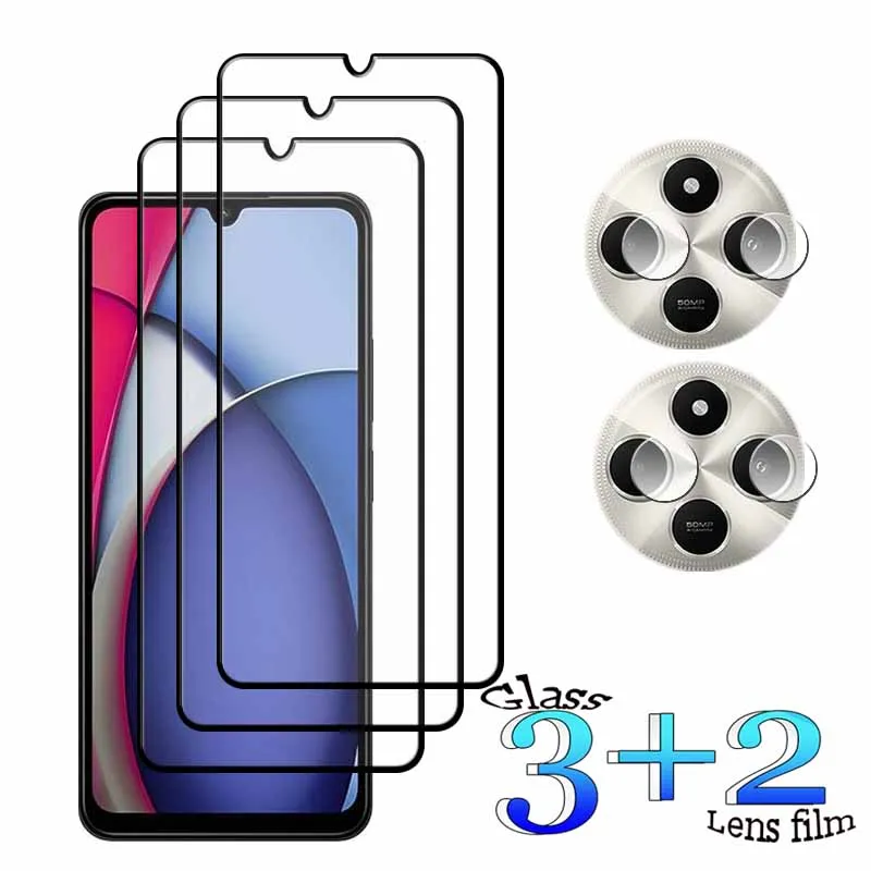 

3+2 For Redmi A3Pro A4 14R 14C Tempered Glass Shockproof 9H Clearly Anti-Scratch Front Protector +Soft Camera lens film