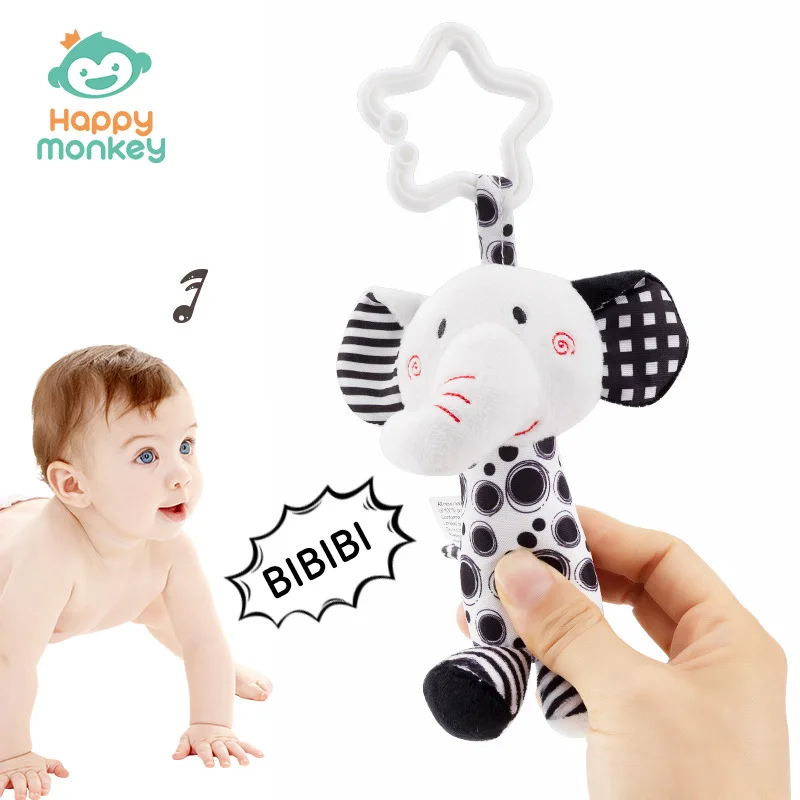 Ciondolo per carrello giocattolo con carillon a vento carino per bambini, mirino per inseguire il neonato, sonaglio comfort in bianco e nero