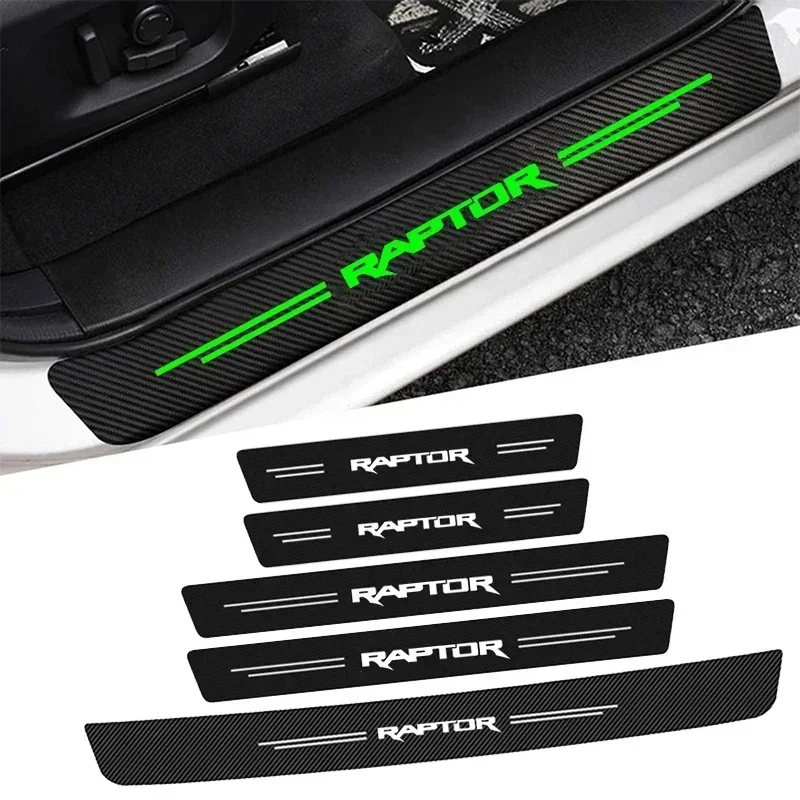 Luminous Car Door Sill Protector Rear Trunk Bumper Threshold Stickers For Raptor Badge Escape Focus F150 Fusion Accessories