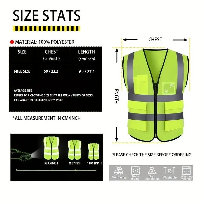 Safety Multi-pocket High Reflective Vest Railway Coal Miners Uniform Breathable Racing Running Sports Traffic Vest For Men/Women