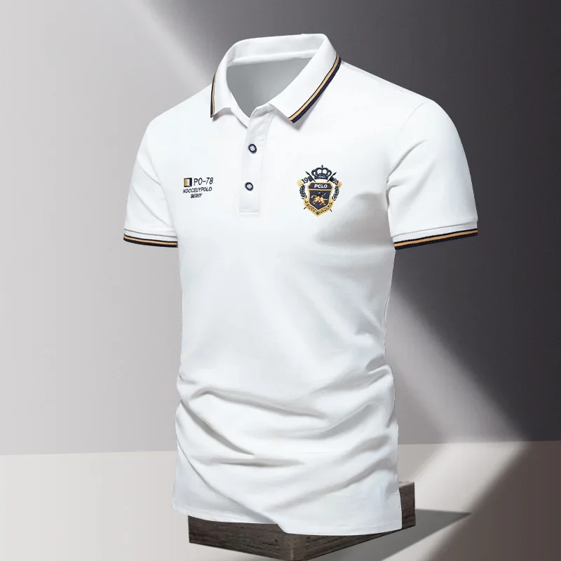 

Men's high quality summer new lapel men's short sleeve polo shirt fringe embroidery business casual men's polo shirt M-4XL 903