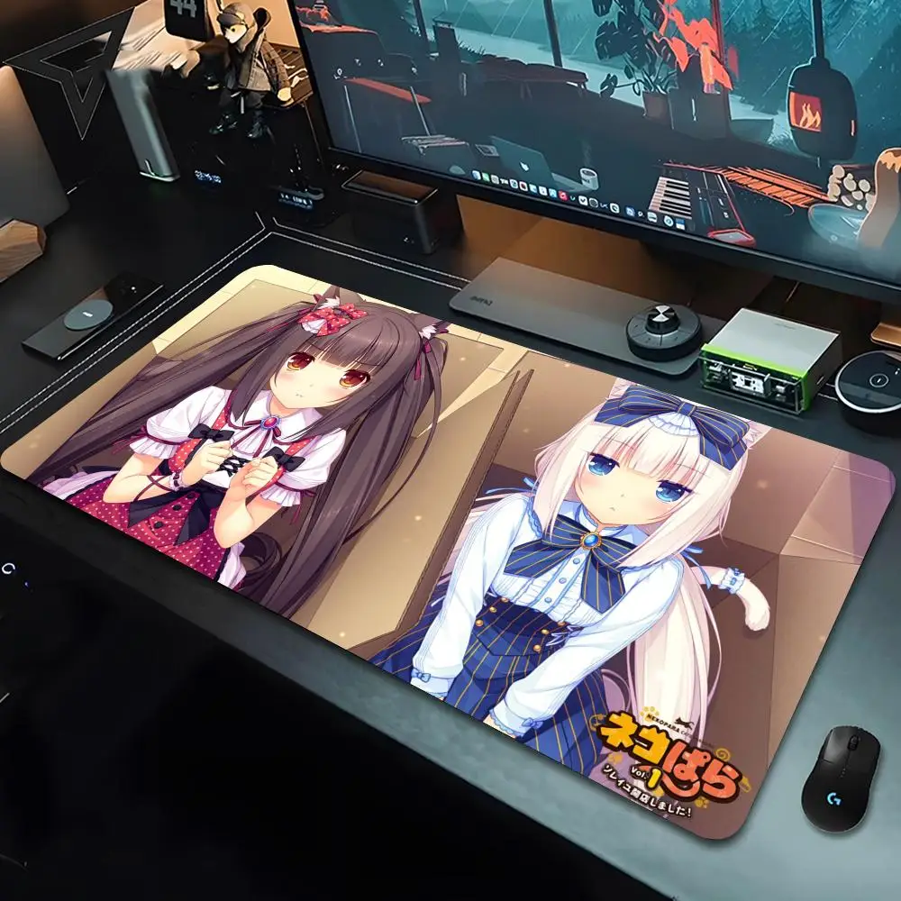 Imagem -05 - N-nekopara-kawaii Desk Mouse Pad 90x40 cm Anti-fouling Heavy-duty Mat Proteção pc Gamer Gaming Computer Office Mousepad k