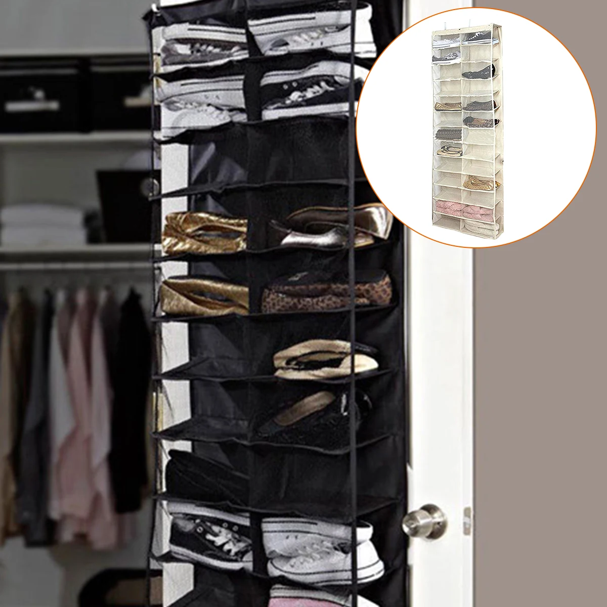 

26 Layer Over The Door Shoe Shelves Large Shoe Hanger Door Hanging Storage Space Organizer Rack Wall Storage Bag Closet Holder