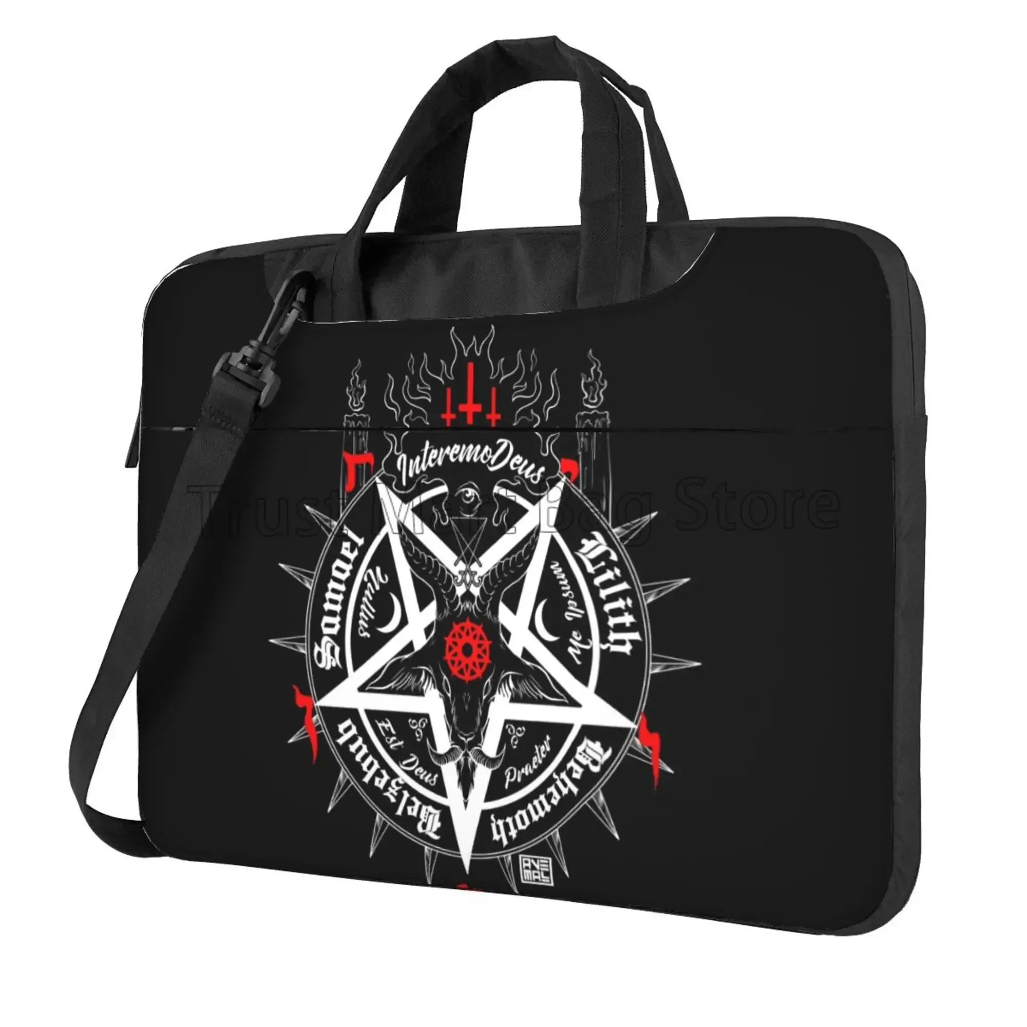 Black Satan Skull Dead Head Graphic Satanic Occult Laptop Shoulder Bag Compatible with 13/14/15.6 Inches Laptop Netbook PC Pouch