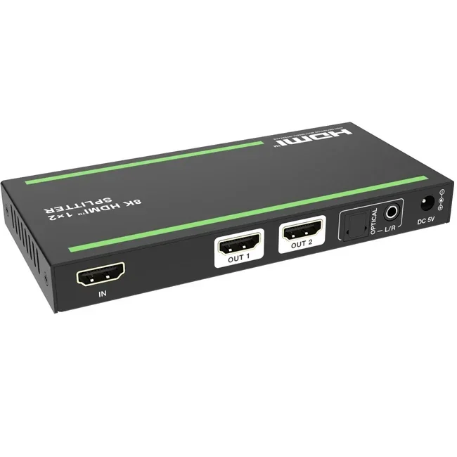In stock 8K Ultra HD Video HDMI Splitter 1x2 1 in 2 Out  Audio Extract Supports 3D for HDTV
