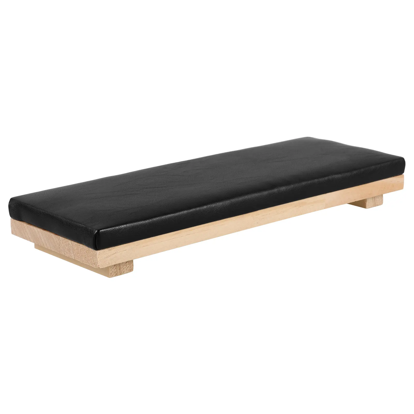 

Japanese-style Nail Hand Rest Cushion with Wood Base PU Low-profile Ergonomic Manicure Arm Rest for Salon Use