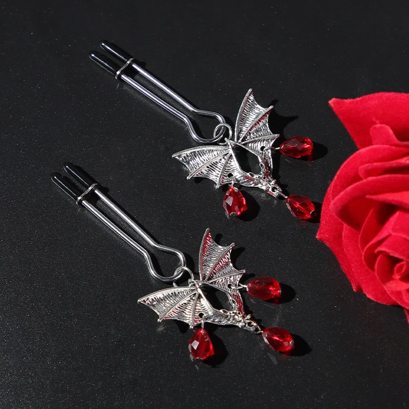 Exotic Breast Clip Red Diamond Bat Clip Box Couple Flirting Props SM Training Nipple Supplies Sex Toys