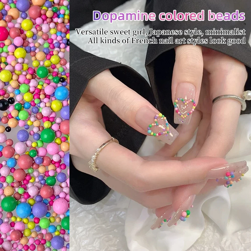 12er-Set Macaron Mini-Stahlkugeln in verschiedenen Größen, Dopamin-Farben, Nagelkunstperlen, matte Metall-Kaviarperlen, Nagelkunstbedarf, Deko