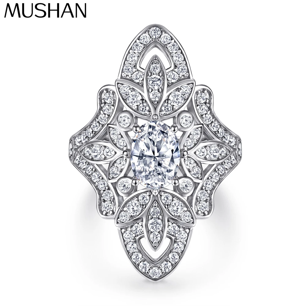 

MuShan Jewelry 925 Sterling Silver Ring Wedding Band High Carbon Diamond Her Gift Best Friend Gift Women Rings Fine Jewelry