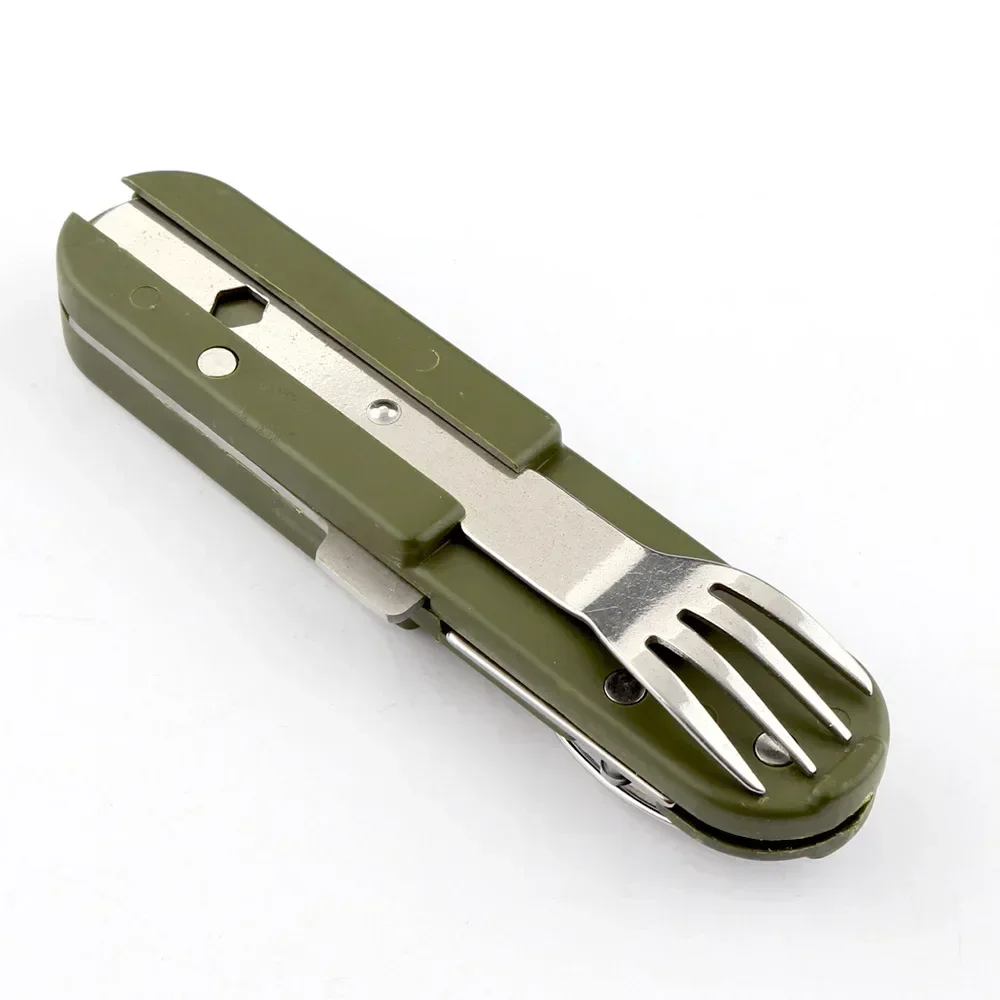2 PCS Outdoor Camping Por Stainless Steel Fork and Spoon Combination Folded and Disassembled Multifunctional Knife