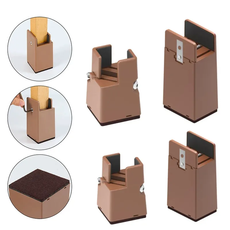 

4 шт. шина для ножек стула, винтовой зажим, увеличивающая высоту мебельная стойка, стабильная влагостойкая основа, коврик для ног кровати, дивана