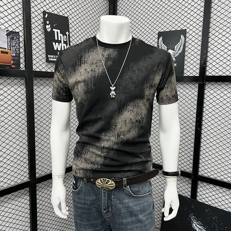 

Men Vintage Ink Splash Distressed Short Sleeve T Shirt Loose Fit Casual Basic Summer Crew Neck Tee
