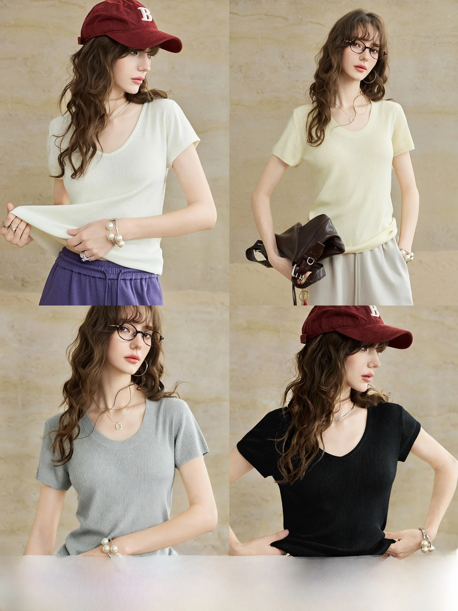 

Женская трикотажная шерстяная футболка с коротким рукавом, весна-лето, базовый слой, комфортная, средней мягкости, стандартный крой