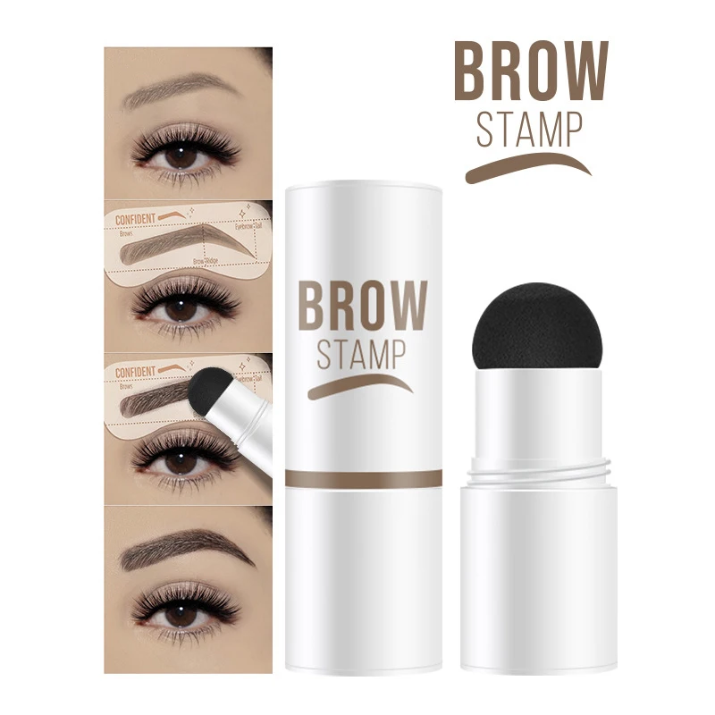 EELHOE Two Tone Brow Stamp Stencil Kit One Step Vegan Brow Stamp Pomade Long Lasting Water & Stain Resistant