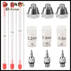 Airbrush Nozzle and Needle Replacement Tool, Accessories Kit for Many Types of Airbrush, Repair Parts, 0.2mm, 0.3mm, 0.5mm, 3Pcs
