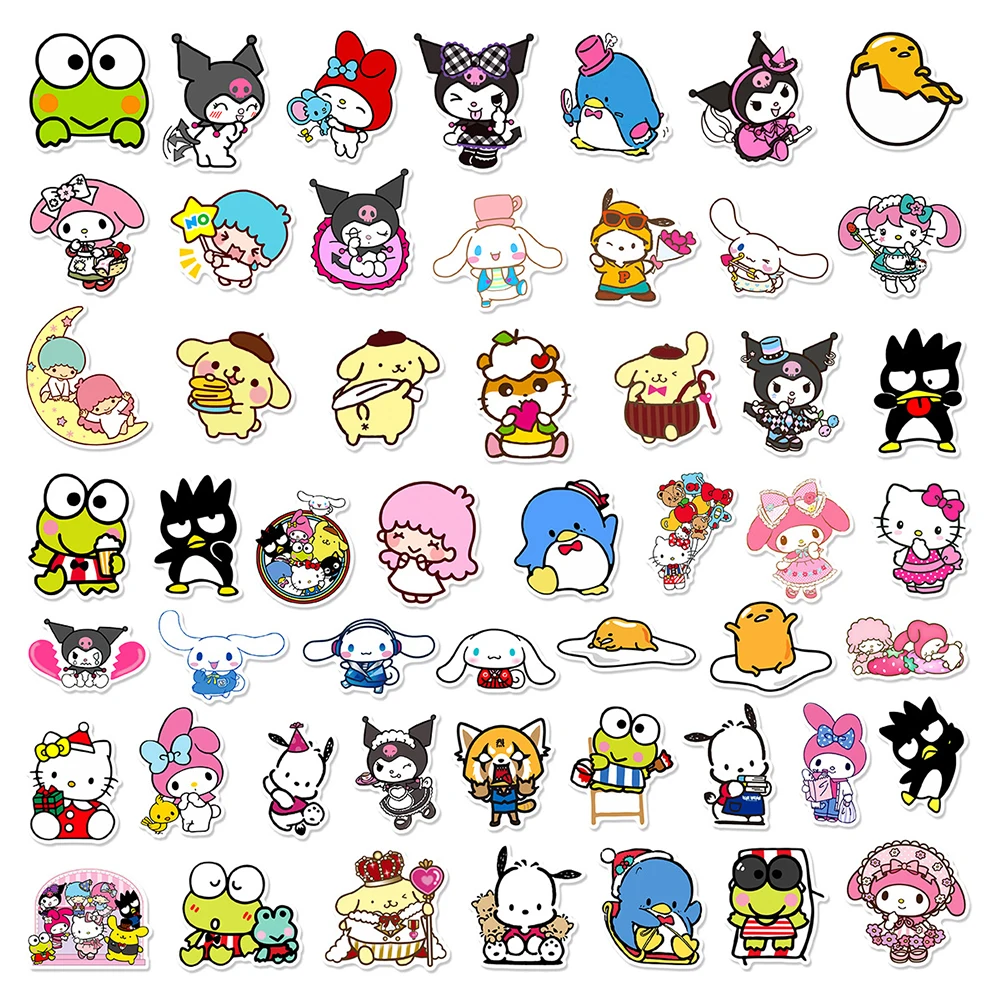 10/30/50/100개 만화 애니메이션 산리오 스티커 귀여운 시나모롤 마이 멜로디 쿠로미 데칼 기타 헬멧 전화 귀여운 스티커 장식