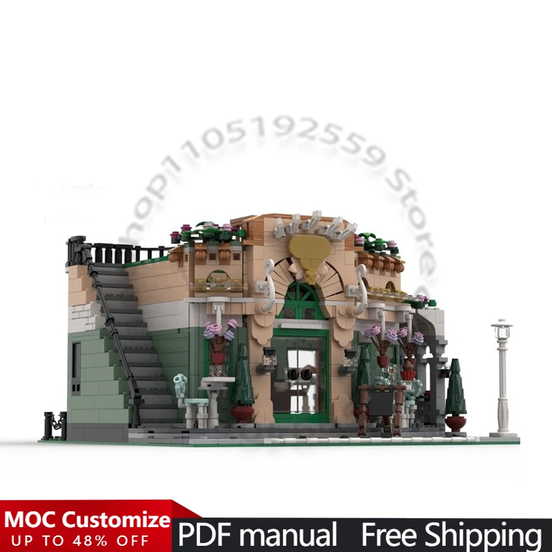 1802 PCS Modular Construction Café V2 Groundfloor - Modification of Set 10362 MOC Customize Modular DIY Boys Toy Christmas Gift