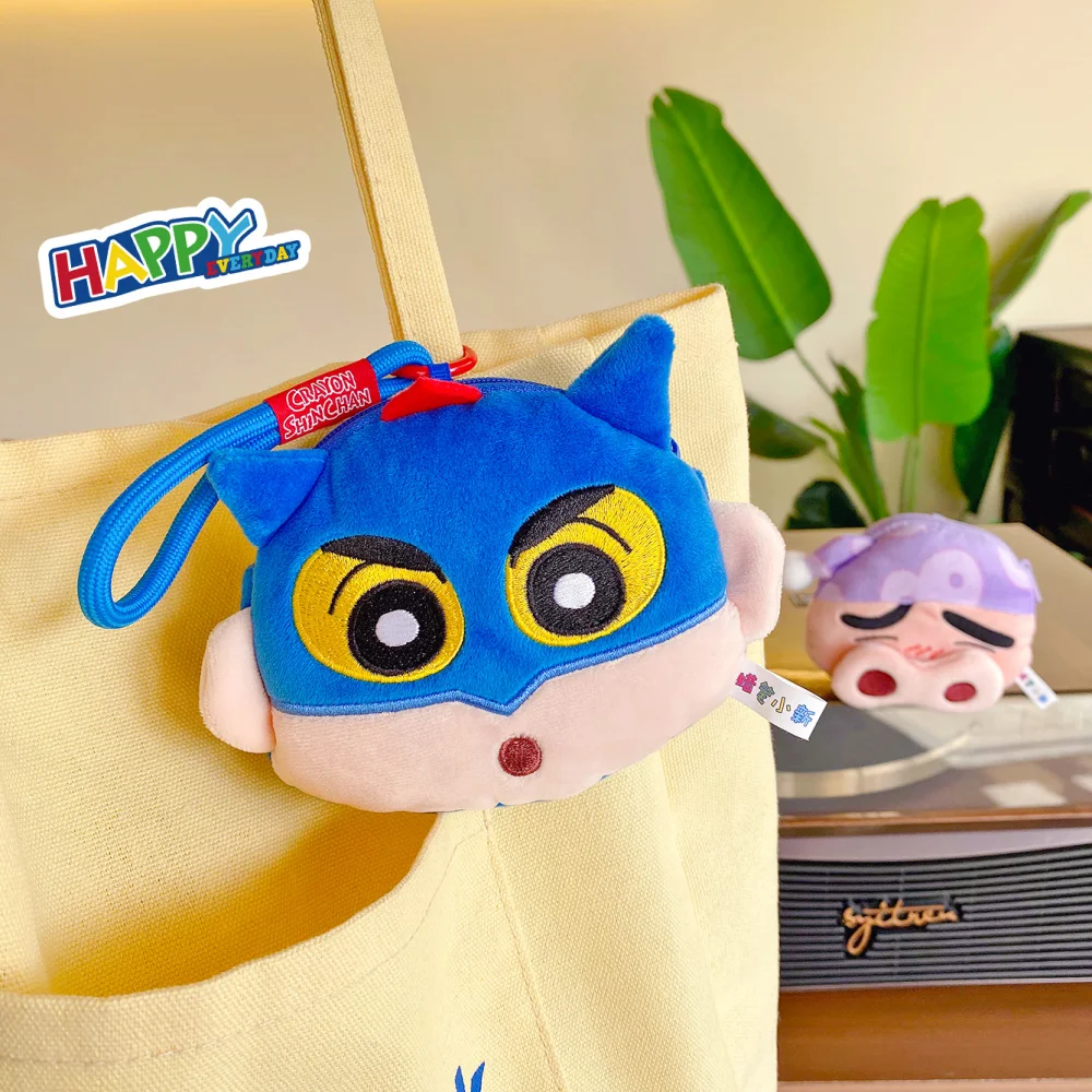 حقيقية تلوين شين تشان أفخم محفظة نسائية للعملات المعدنية المفاتيح Kawaii الكرتون سماعة أحمر الشفاه كيس التخزين على ظهره الهدايا الزخرفية