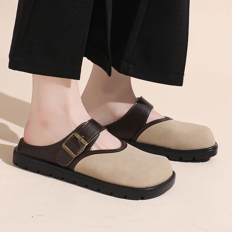 

Flat Women Soft Insoles 2026 Comfortable Suede Casual Shoes Women Round Toe Clog Shoes for Women Flat Slippers 585