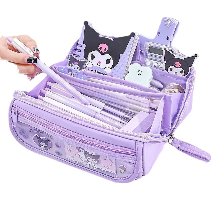 Sanrio Kuromi Prism Pen Case New Large Capacity High Beauty Cute Pencil Box Stationery Box Gift view 5