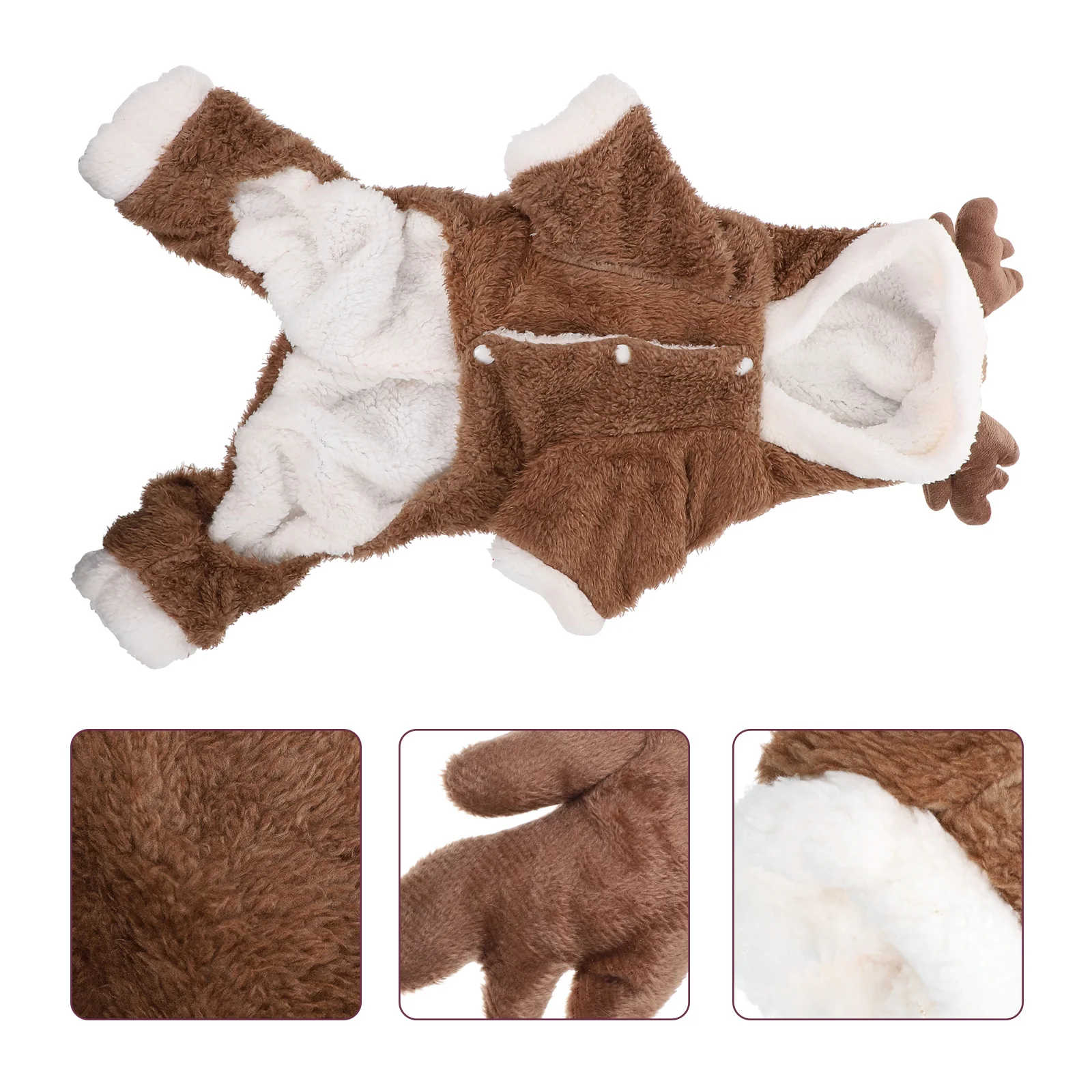 Comfy Hoodie Pet Clothing Elk Design Dog Clothes Brown Sherpa Lovely Christmas Outfit