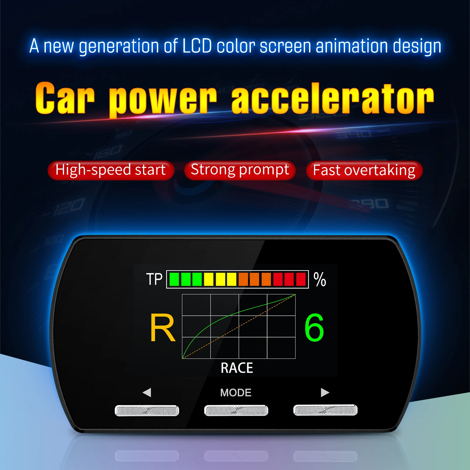 F2 Car Accelerator Electronic Throttle Controller 2.5in LED Screen Type-C Connection 13 Drive Modes Universal Fitment Enhances