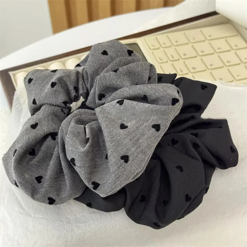 القوس الشعر حبل مزاجه أنيقة القماش الأسود والرمادي للنساء عالية ذيل حصان الشعر حبل فتاة الموضة لا تؤذي الشعر