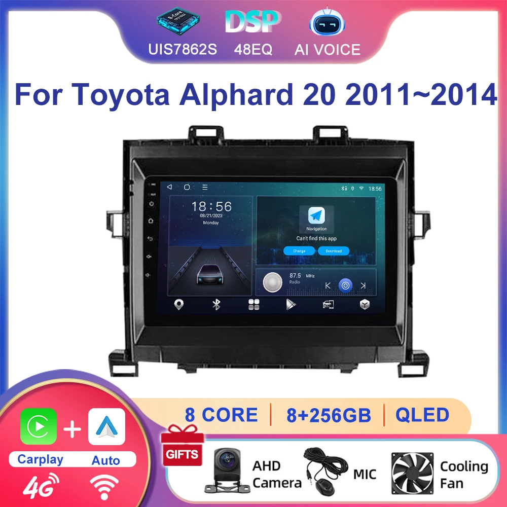 9 Inch Touch Screen Car Multimedia Player Android 4G DSP BT GPS Wifi for Toyota Alphard 2011-2014 with Rear View Camera Support