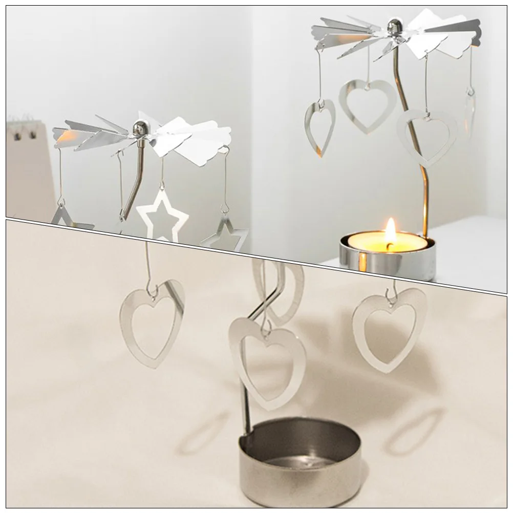 

2 pcs Rotating Windmill Holder Stainless Steel Reusable Decorative Candlestick For Home Party Birthday Anniversary Decor
