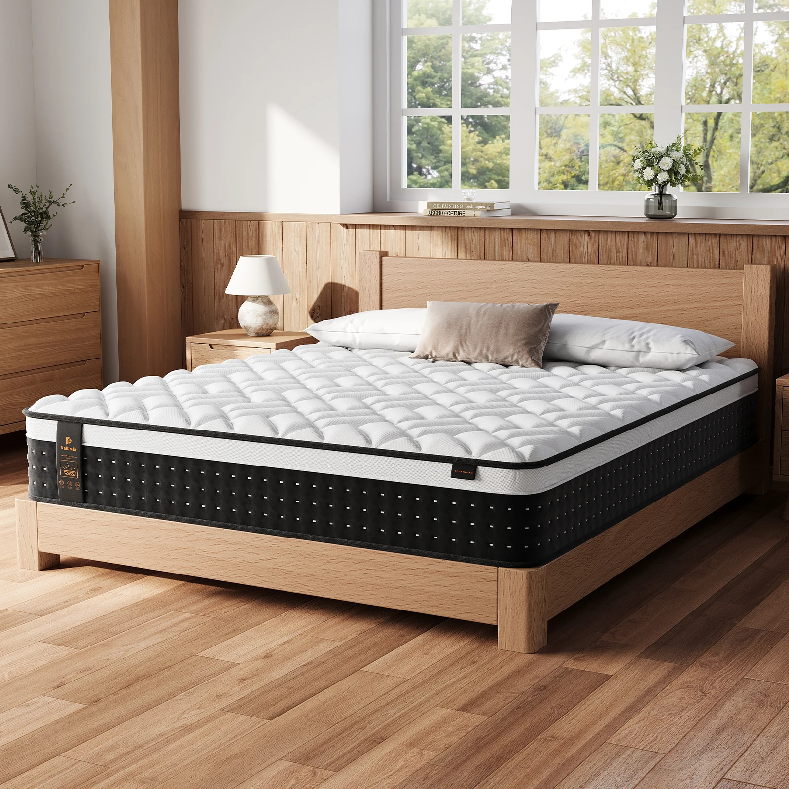 Matelas Patbrela 140x190cm - Soutien Adaptatif 7 Zones - Extra Épais 21cm - Mousse à Mémoire de Forme Haute Résilience Latex Bleu Hypoallergénique