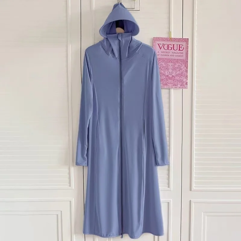2026 Women X-Long Sunscreen Clothing Bew Summer Whole Body UV Protection Light Breathable Ice Silk Clothing Summer Hooded Jacket