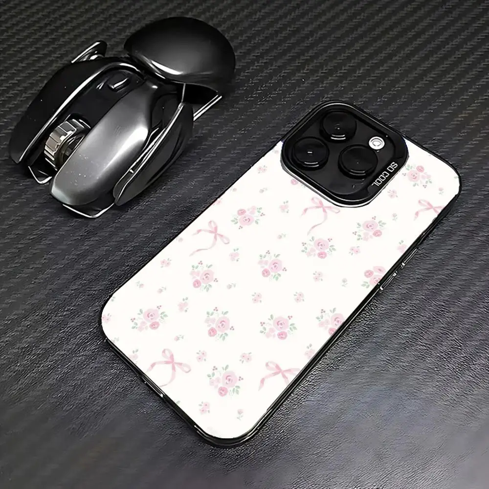 

Bow flower case for iPhone 16 15 14 13 12 11 Pro/ Max/Plus shock-proof rear cover anti-fingerprint