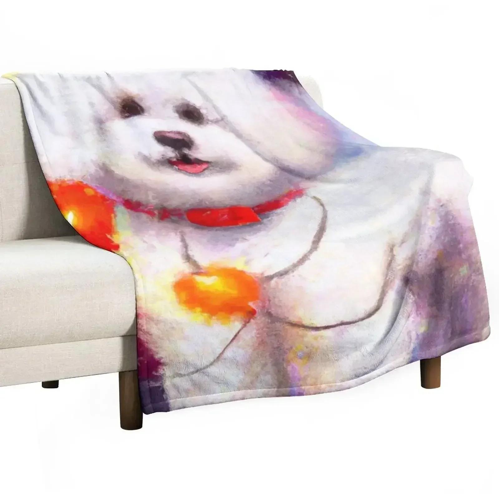 Lindo Bichon Frisé dibujo manta mantas para pelo de bebé para sofá mantas finas