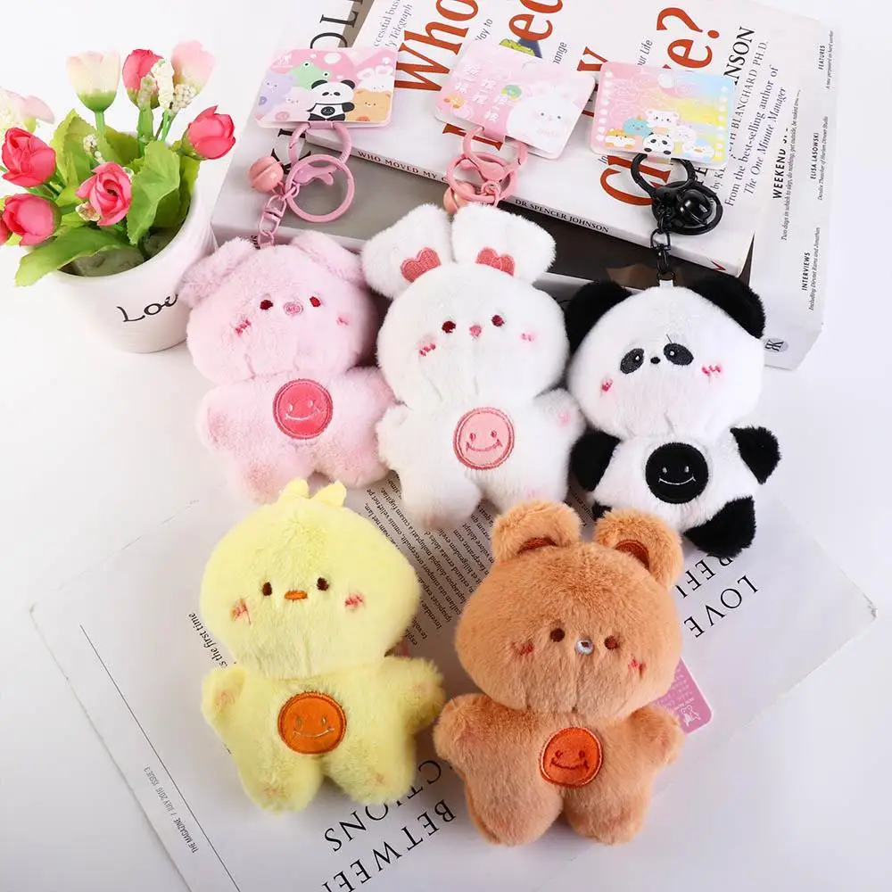 Small Gifts Cartoon Plush Toy Bunny Bear Doll Bag Charm Plush Keychain Key Ring Backpack Pendant Stuffed Keyring