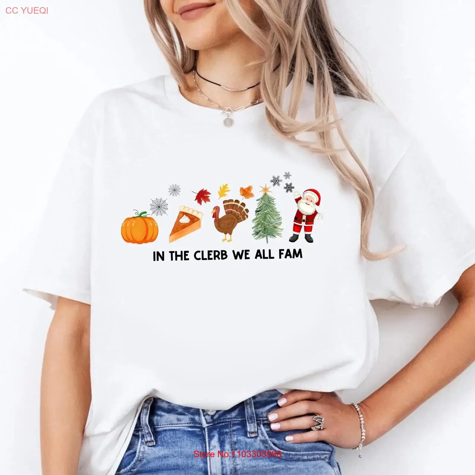 Футболка In Da Clerb We All Fam на Хэллоуин, День Благодарения, Рождественскую вечеринку, забавная праздничная семейная одежда, идеально подходящая для любителей праздника