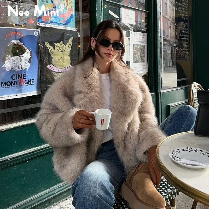 Neo Mint Chic Street Girls giacca in pelliccia sintetica sfumata donna inverno 2024 Brand Fashion Fluffy pelliccia di volpe cappotto capispalla di lusso femminile