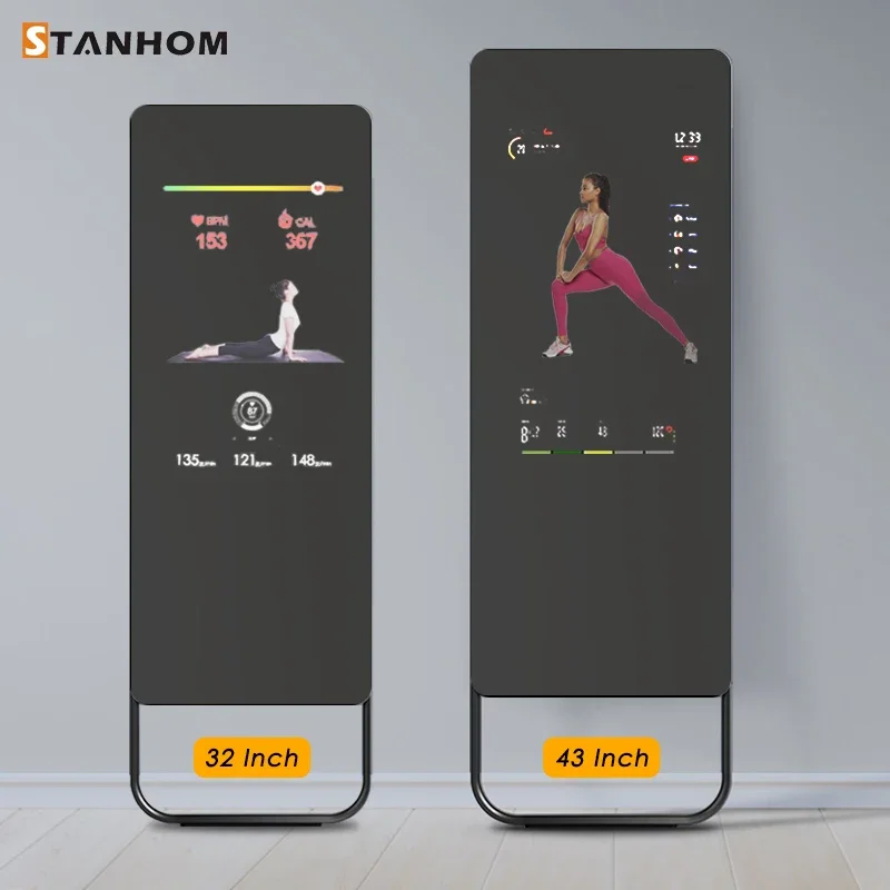 STANHOM-Espejo de Fitness inteligente personalizado para Hotel, gimnasio en casa, entrenamiento de Yoga, 32 ", 43", pantalla táctil Android