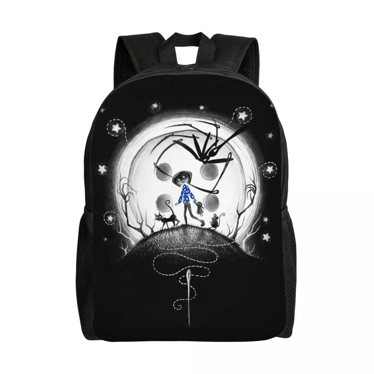 Custom Coraline Laptop Backpack Men Women Casual Bookbag for College School Student Halloween Horror Movie Bags