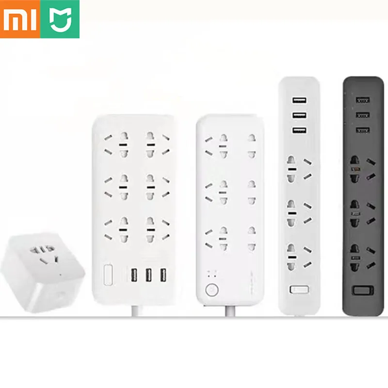 New Xiaomi mijia mi WIFI Socket Plug Household Extension Cable Power Board 3/5/6/8 Hole USB Fast Charging 2500W 10A 250V