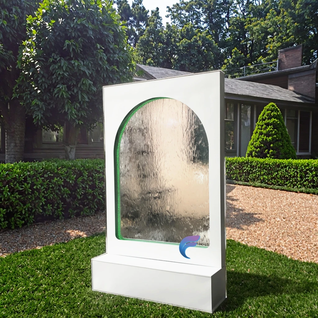 

Customization.Customized Modern Stainless Steel Waterfall with Tempered Glass Indoor/Outdoor Wedding Decoration and Party Usage