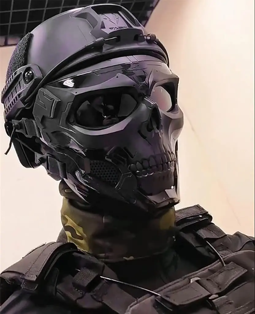 Casco táctico rápido con protector facial calavera – Montura NVG - imagen 5