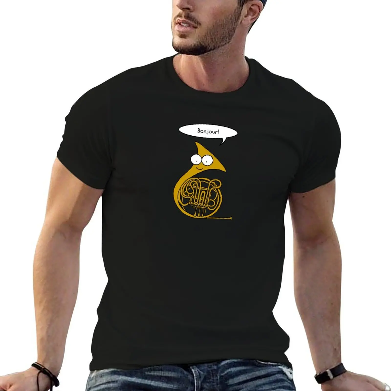 

French Horn T-Shirt graphic t shirts for man cotton t shirts high quality T-Shirt