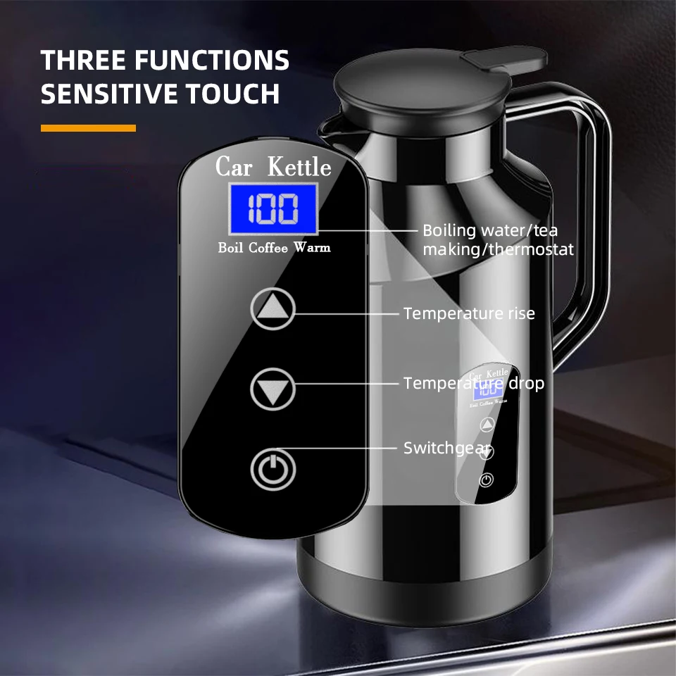 Yanace 1500ML Large Capacity Car Electric Kettle Portable 12V Travel Water Boiler with Temperature Display for Camping RV view 5