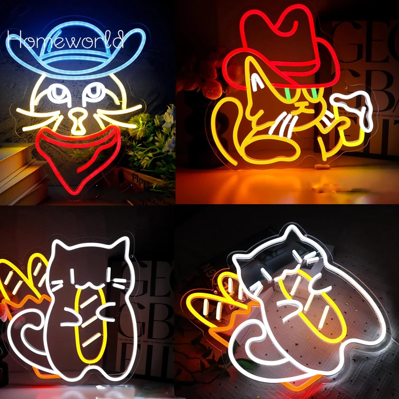 Cat Neon Signs LED Animal Neon Lights Art Wall Decorative Lights For Room Birthday Gifts Birthday Restaurant Food Shop