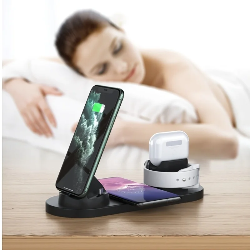 Wireless Charging Stand Station with Type-C Compatibility for iPhone 14 13 12 11 Pro Max and Samsung Xiaomi - 5 in 1 Multi-funct