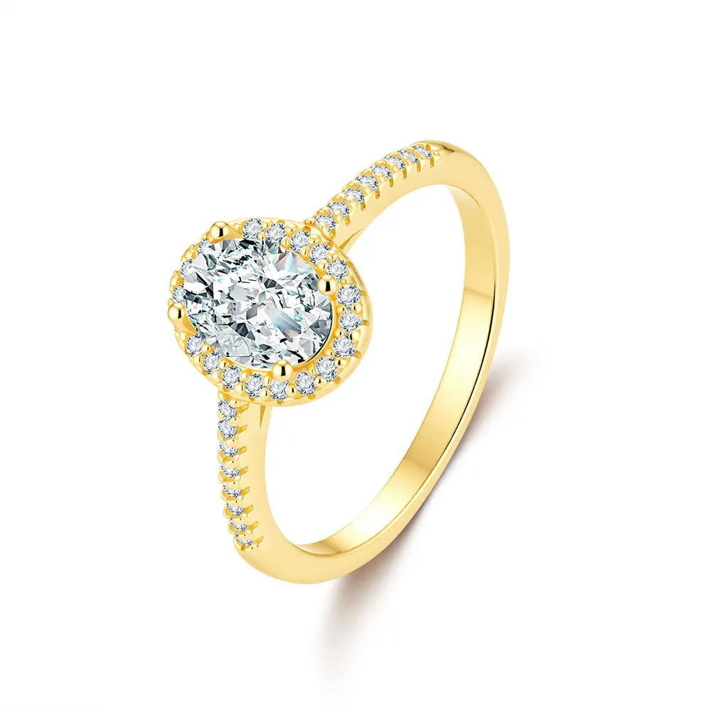 

Luxury Sparkling Solitaire 1 Carat Moissanite Women's Wedding Ring -Bridal Engagement Band Gold Plated Jewelry Gift 5~9