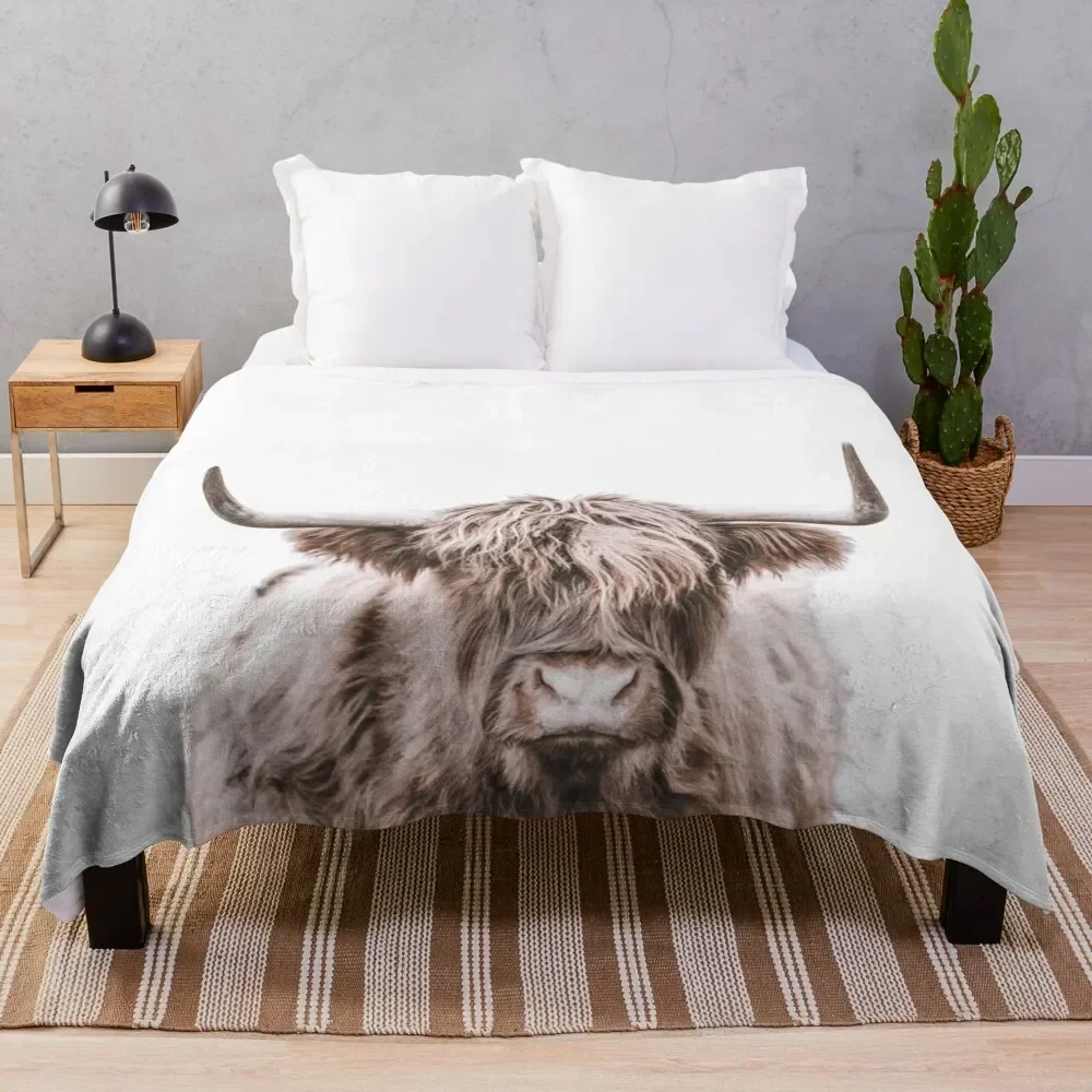 Highland Cow, Animal Wall Art Throw Blanket Machine Washable Soft Warm Blanket