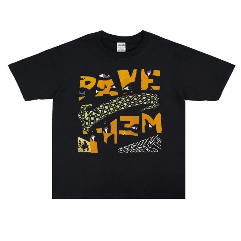 Digital Independent Rock Pavement Sidewalk Band Print T-Shirt - Heavyweight and Loose Fit