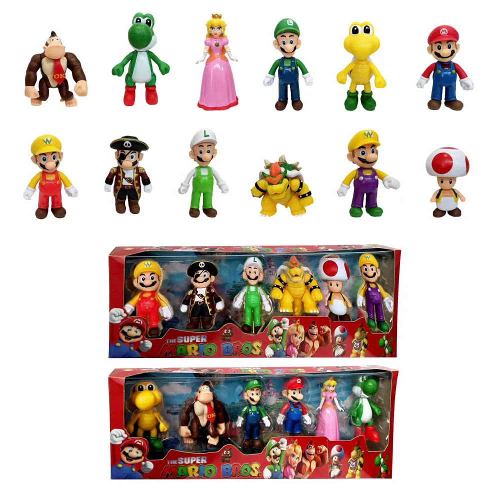 Figuras de Acción de PVC de Super Mario Bros 2026, Muñecos de Juguete, Set de Modelos de Luigi, Yoshi, Donkey Kong y Mushroom, Regalos de Cumpleaños para Niños